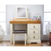 Farmhouse Country Oak Cream Painted Dressing Table Mirror Stool Set - SUMMER SALE - 3