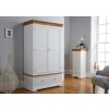 Farmhouse White Painted 2 Door Double Wardrobe with Drawer - £50 OFF FLASH SALE - 6