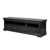 Toulouse Black Painted Grande 1.8m Large Assembled TV Unit With 4 Drawers - £60 OFF SUMMER SALE - 2