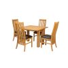 Lichfield Flip Top 100cm 50cm Oak Table 4 Lichfield Brown Leather Oak Chair Set - SUMMER MEGA DEAL - 2