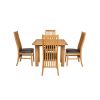 Lichfield Flip Top 100cm 50cm Oak Table 4 Lichfield Brown Leather Oak Chair Set - SUMMER MEGA DEAL - 3