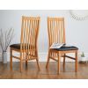 Flip Top 90cm 180cm Extending Oak Table 4 Lichfield Brown Leather Chair Set - 11