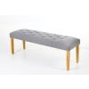 Highgrove Silver Grey Fabric Studded Medium Oak Dining Bench - 10% OFF SUMMER SALE - 5
