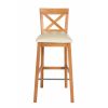 Java Cross Cream Leather Oak Kitchen Stool - £20 OFF FLASH SALE - 4