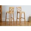 Java Cross Cream Leather Oak Kitchen Stool - £20 OFF FLASH SALE - 2
