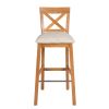 Java Cross Oak Bar Stool with Beige Linen Seat Pad - £60 OFF FLASH SALE - 4