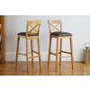 Java Cross Tall Oak Kitchen Stool in Black Leather - £20 OFF FLASH SALE - 2