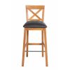 Java Cross Tall Oak Kitchen Stool in Black Leather - £20 OFF FLASH SALE - 4