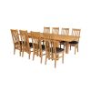 Lichfield Double Extending 240cm Oak Table 8 Chelsea Brown Leather Oak Chairs Set - SUMMER SALE - 4