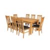 Lichfield Double Extending 240cm Oak Table 8 Chelsea Brown Leather Oak Chairs Set - SUMMER SALE - 5