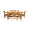 Lichfield Double Extending 240cm Oak Table 8 Chelsea Brown Leather Oak Chairs Set - SUMMER SALE - 7