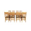 Lichfield Double Extending 240cm Oak Table 8 Chelsea Brown Leather Oak Chairs Set - SUMMER SALE - 8