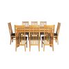 Lichfield Double Extending 240cm Oak Table 8 Chelsea Brown Leather Oak Chairs Set - SUMMER SALE - 9