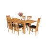 Lichfield Double Extending 210cm Oak Table 6 Chelsea Brown Leather Chairs - SUMMER SALE - 2