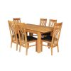 Lichfield Double Extending 210cm Oak Table 6 Chelsea Brown Leather Chairs - SUMMER SALE - 4