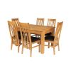 Lichfield Double Extending 210cm Oak Table 6 Chelsea Brown Leather Chairs - SUMMER SALE - 5