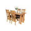 Lichfield 140cm Narrow Flip Top Extending Oak Table 4 Chelsea Brown Leather Chairs Set - SUMMER SALE - 2