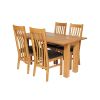 Lichfield 140cm Narrow Flip Top Extending Oak Table 4 Chelsea Brown Leather Chairs Set - SUMMER SALE - 6
