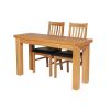 Lichfield 140cm Narrow Flip Top Extending Oak Table 4 Chelsea Brown Leather Chairs Set - SUMMER SALE - 7