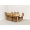 Riga 1.8m Oak Dining Table 8 Lichfield Brown Leather Chairs Set - 6