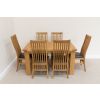 Riga 1.4m Oak Table Set 6 Lichfield Brown Leather Dining Chairs Set - 5