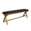 Country Oak 160cm Cross Leg Dark Brown Leather Bench - £60 OFF FLASH SALE - 2