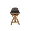 Country Oak 160cm Cross Leg Dark Brown Leather Bench - £60 OFF FLASH SALE - 23