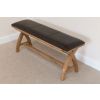 Country Oak 160cm Cross Leg Dark Brown Leather Bench - £60 OFF FLASH SALE - 11