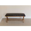 Country Oak 160cm Cross Leg Dark Brown Leather Bench - £60 OFF FLASH SALE - 13