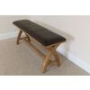 Country Oak 160cm Cross Leg Dark Brown Leather Bench - £60 OFF FLASH SALE - 14