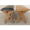 Country Oak 160cm Cross Leg Dark Brown Leather Bench - £60 OFF FLASH SALE - 17