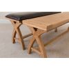 Country Oak 160cm Cross Leg Dark Brown Leather Bench - £60 OFF FLASH SALE - 18