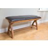 Country Oak 160cm Cross Leg Dark Brown Leather Bench - £60 OFF FLASH SALE - 3