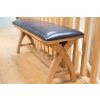 Country Oak 160cm Cross Leg Dark Brown Leather Bench - £60 OFF FLASH SALE - 5