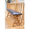 Country Oak 160cm Cross Leg Dark Brown Leather Bench - £60 OFF FLASH SALE - 7