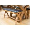 Country Oak 160cm Cross Leg Dark Brown Leather Bench - £60 OFF FLASH SALE - 8