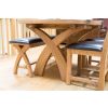 Country Oak 160cm Cross Leg Dark Brown Leather Bench - £60 OFF FLASH SALE - 9
