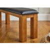 Country Oak 120cm Brown Leather Chunky Oak Bench - £50 OFF FLASH SALE - 3