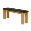 Country Oak 120cm Brown Leather Chunky Oak Bench - £50 OFF FLASH SALE - 4