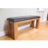 Country Oak 120cm Brown Leather Chunky Oak Bench - £50 OFF FLASH SALE - 9
