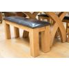 Country Oak 120cm Brown Leather Chunky Oak Bench - £50 OFF FLASH SALE - 12