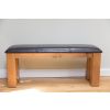 150cm Country Oak Brown Leather Chunky Indoor Oak Bench - £50 OFF FLASH SALE - 8