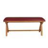 Red Leather Dining Bench 120cm Cross Leg Country Oak Design - £50 OFF FLASH SALE - 3