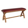 Red Leather Dining Bench 120cm Cross Leg Country Oak Design - £50 OFF FLASH SALE - 9