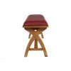 Red Leather Dining Bench 120cm Cross Leg Country Oak Design - £50 OFF FLASH SALE - 4