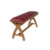 Red Leather Dining Bench 120cm Cross Leg Country Oak Design - £50 OFF FLASH SALE - 5