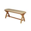 Country Oak 120cm Cream Leather Cross Leg Oak Bench - £50 OFF FLASH SALE - 4