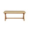 Country Oak 120cm Cream Leather Cross Leg Oak Bench - £50 OFF FLASH SALE - 5