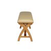 Country Oak 120cm Cream Leather Cross Leg Oak Bench - £50 OFF FLASH SALE - 6