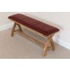 Red Leather Bench 160cm Country Oak Bench Cross Legs - £60 OFF FLASH SALE - 8